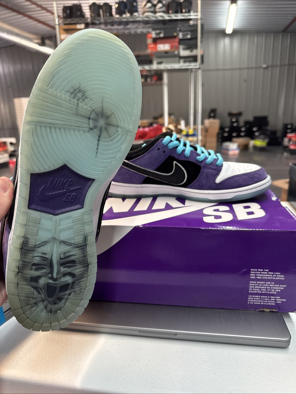 Nike SB Dunk Low Pro Court Purple Black White - Size 14 - product image from the listing.