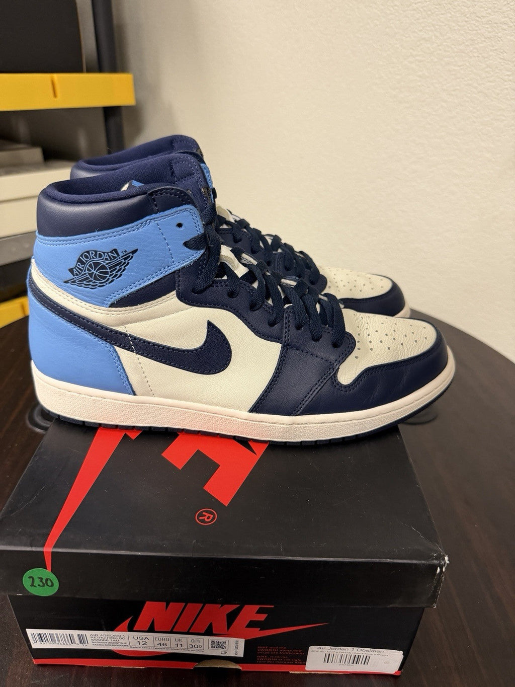 Obsidian UNC Size 12 - Nike Air Jordan 1 OG High - product image from the listing.