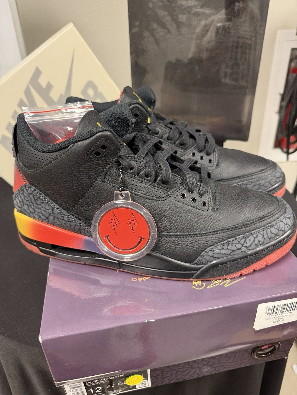 J. Balvin x Air Jordan 3 Retro Rio Size 12 - product image from the listing.