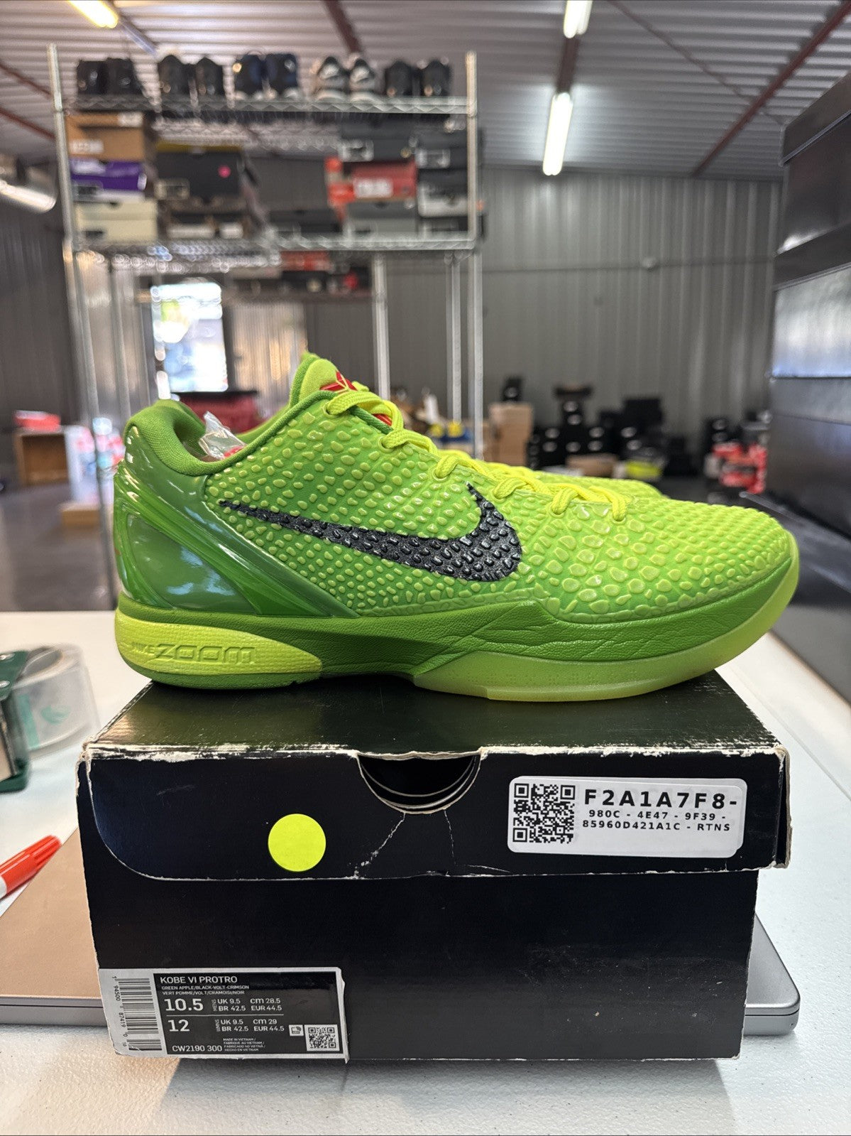 Size 10.5- Nike Kobe 6 Protro Grinch - product image from the listing.