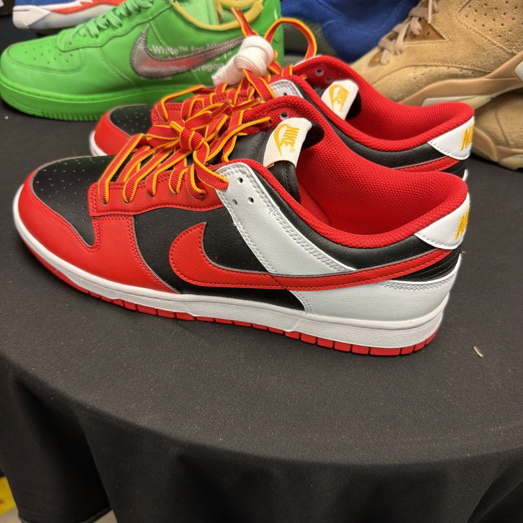Men's Nike Dunk Low Retro Black White University Gold Red | Size 11.5 - product image from the listing.