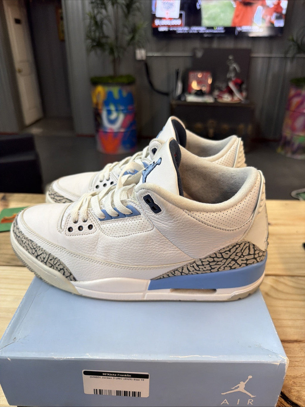 UNC 2020 Sneakers Size10 - Nike Air Jordan 3 Retro CT8532-104 - product image from the listing.