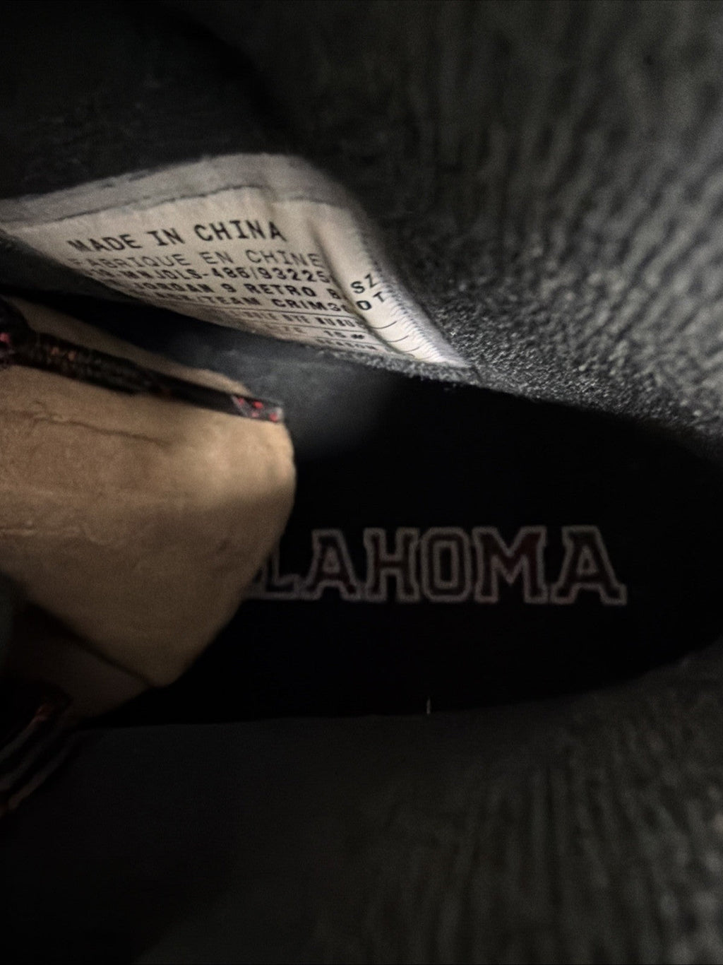 Oklahoma Sooners Sample/PE Size 15 - Jordan 9 - product image from the listing.