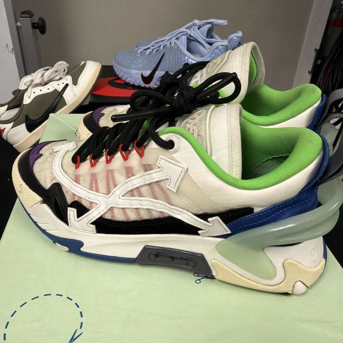 Men's Off-White ODSY-2000 Colorblock White Black Blue Size 8 /41 Super Clean - product image from the listing.