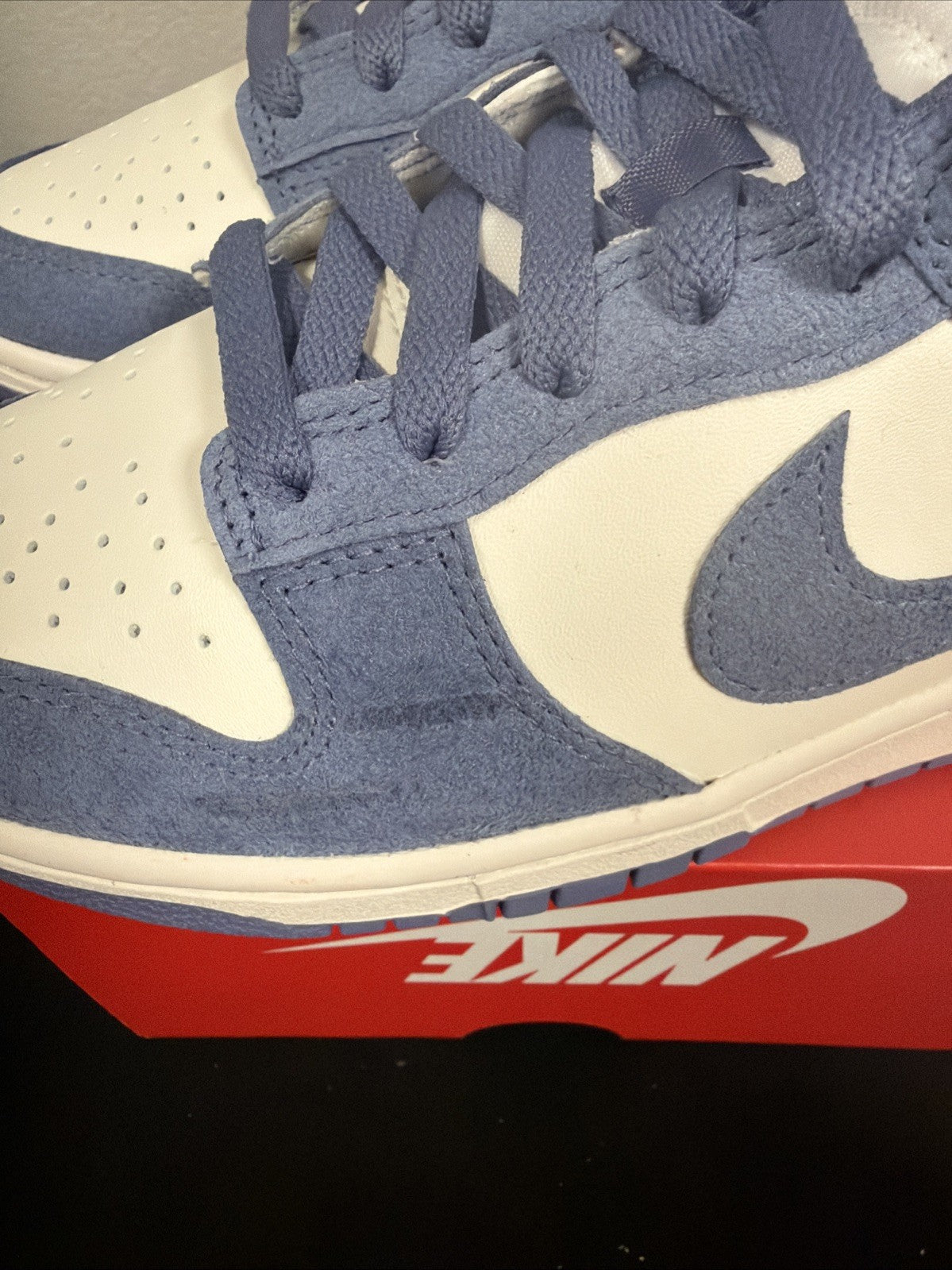 Nike Dunk Low Mini Swoosh - World Indigo W - Size 8.5 - product image from the listing.