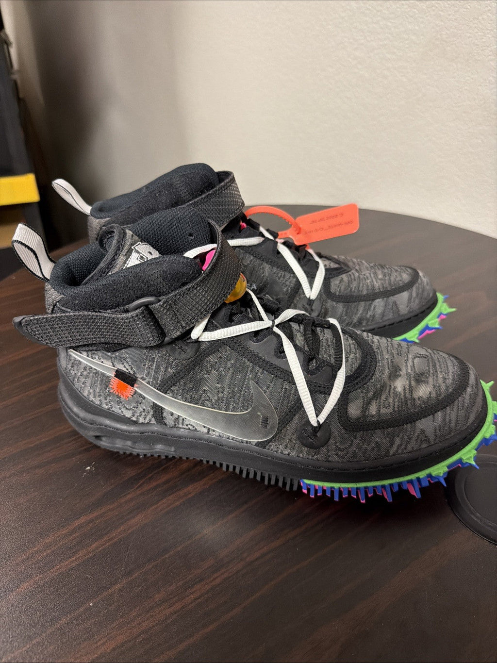 Nike Air Force 1 Mid x OFF WHITE Black Trainers, Size 13 BNIB DO6290-001 - product image from the listing.