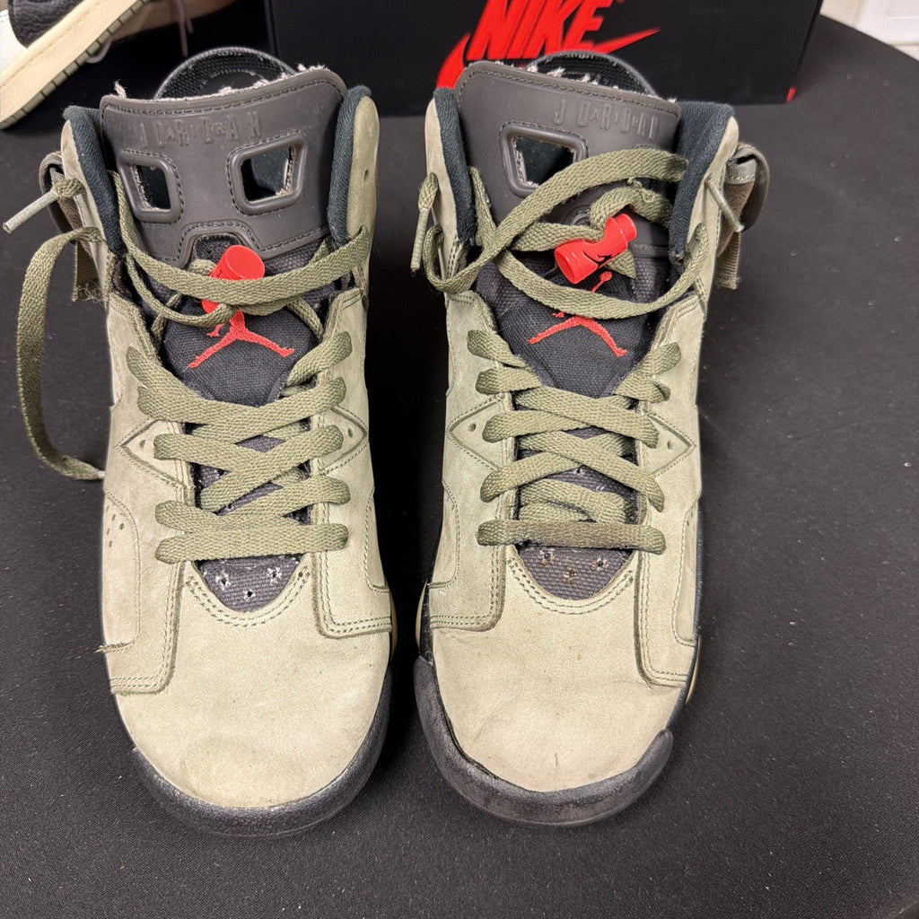 Travis Scott Olive Green Size 7 Pre-Owned - Nike Air Jordan 6 - product image from the listing.
