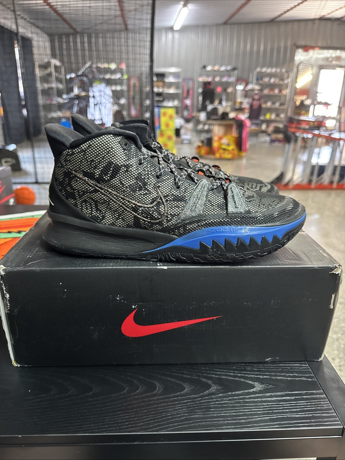 Nike Kyrie 7 Black Blue - Size 12 - product image from the listing.