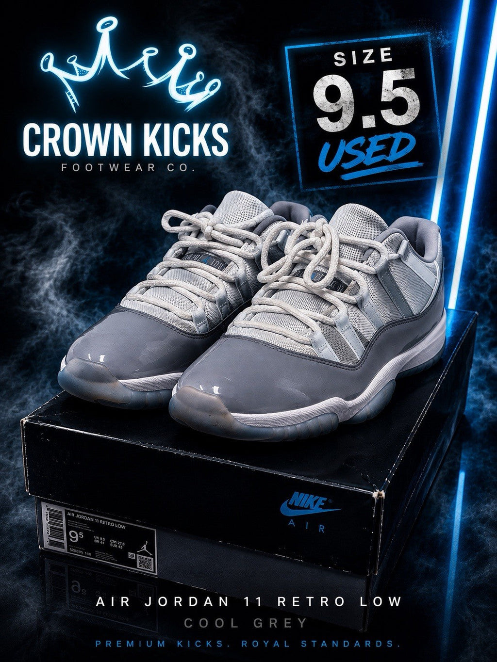 Air Jordan 11 Retro Low Cement Grey - Size 9.5 - product image from the listing.
