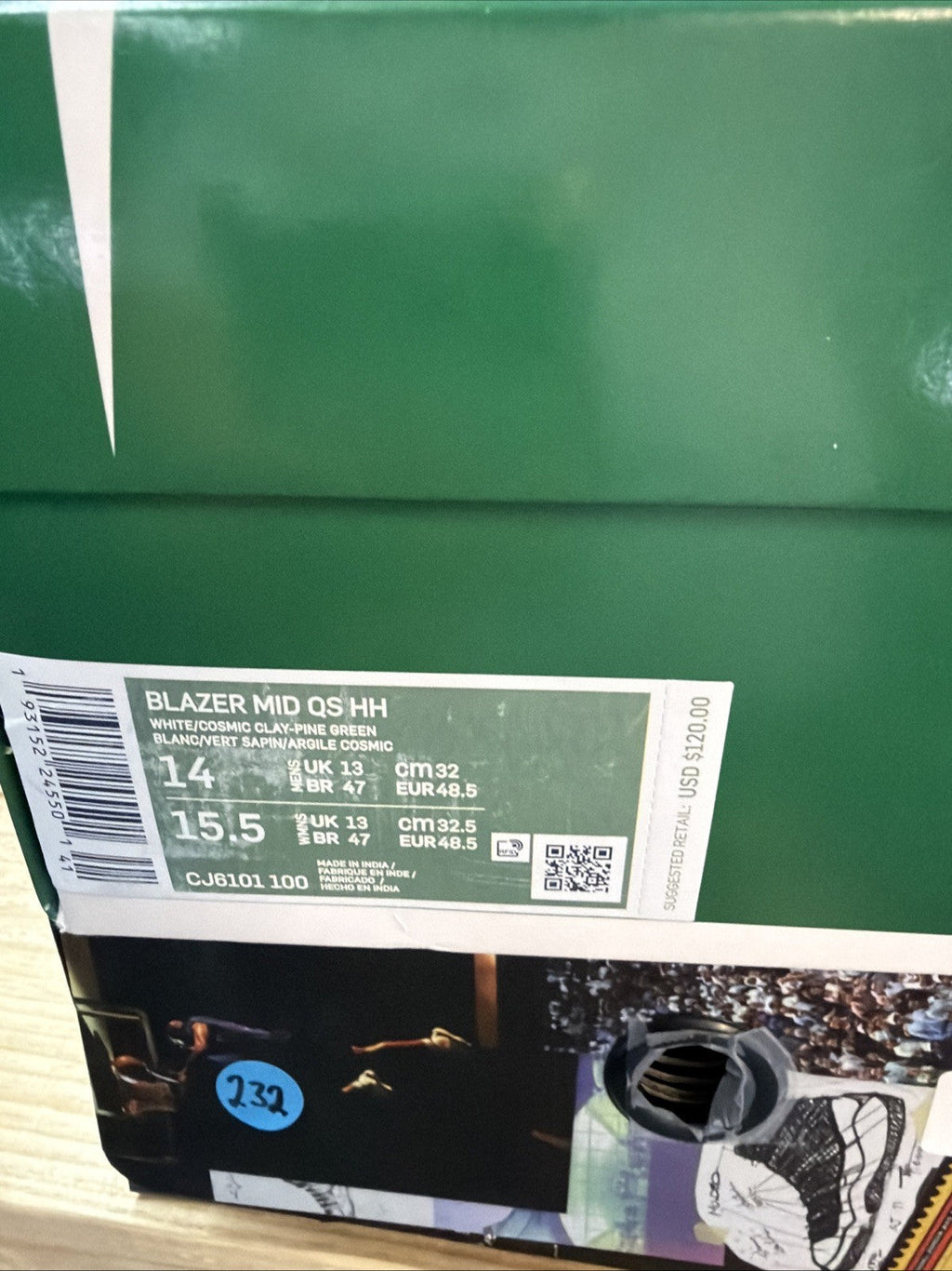 Blazer size 14. White Green Stranger Things Hawkins High School CJ6101-100. by Nike - product image from the listing.