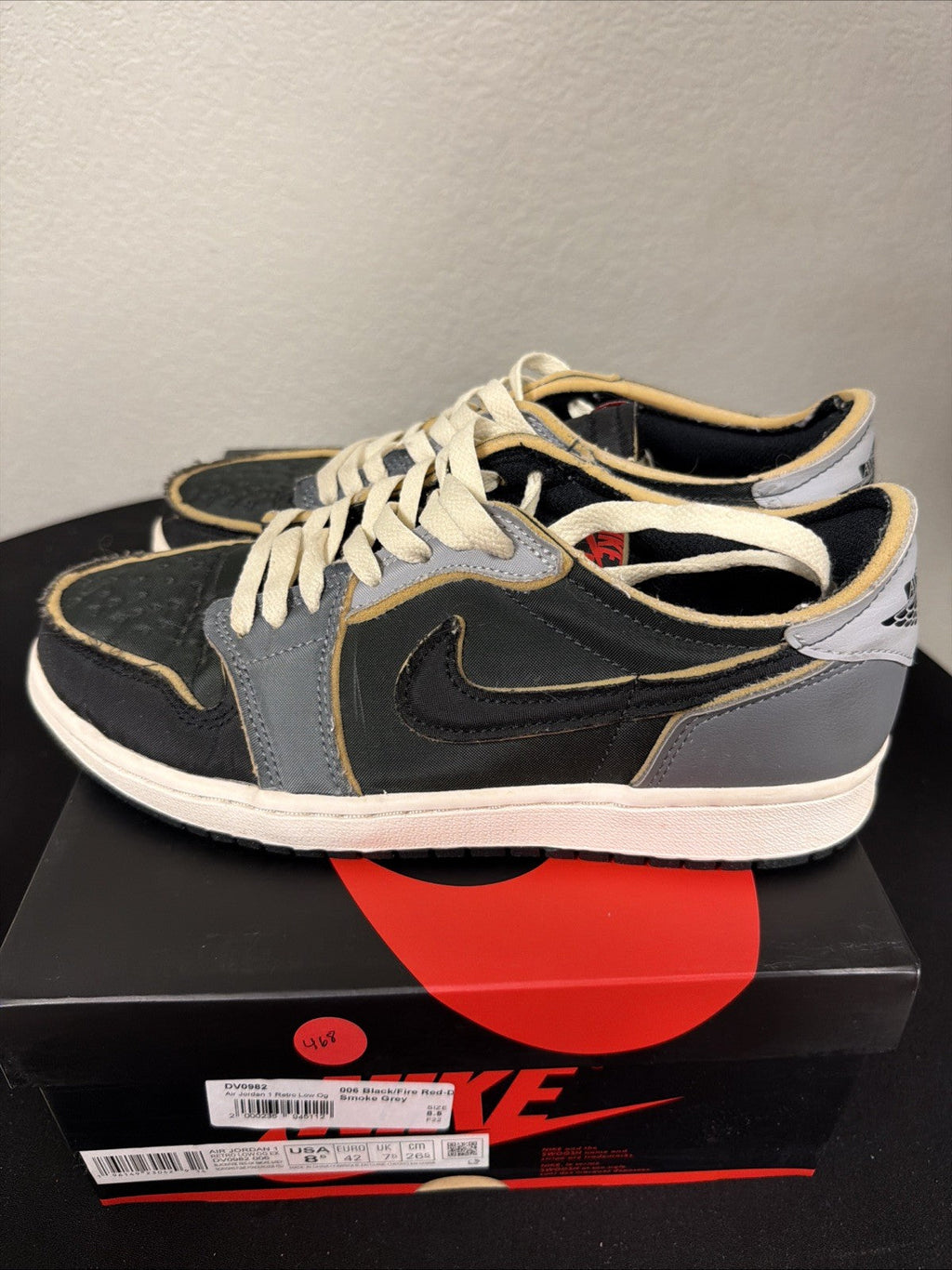 Men's Nike Air Jordan 1 Retro Low OG EX DV0982-006 Black Smoke Grey Sneaker - product image from the listing.