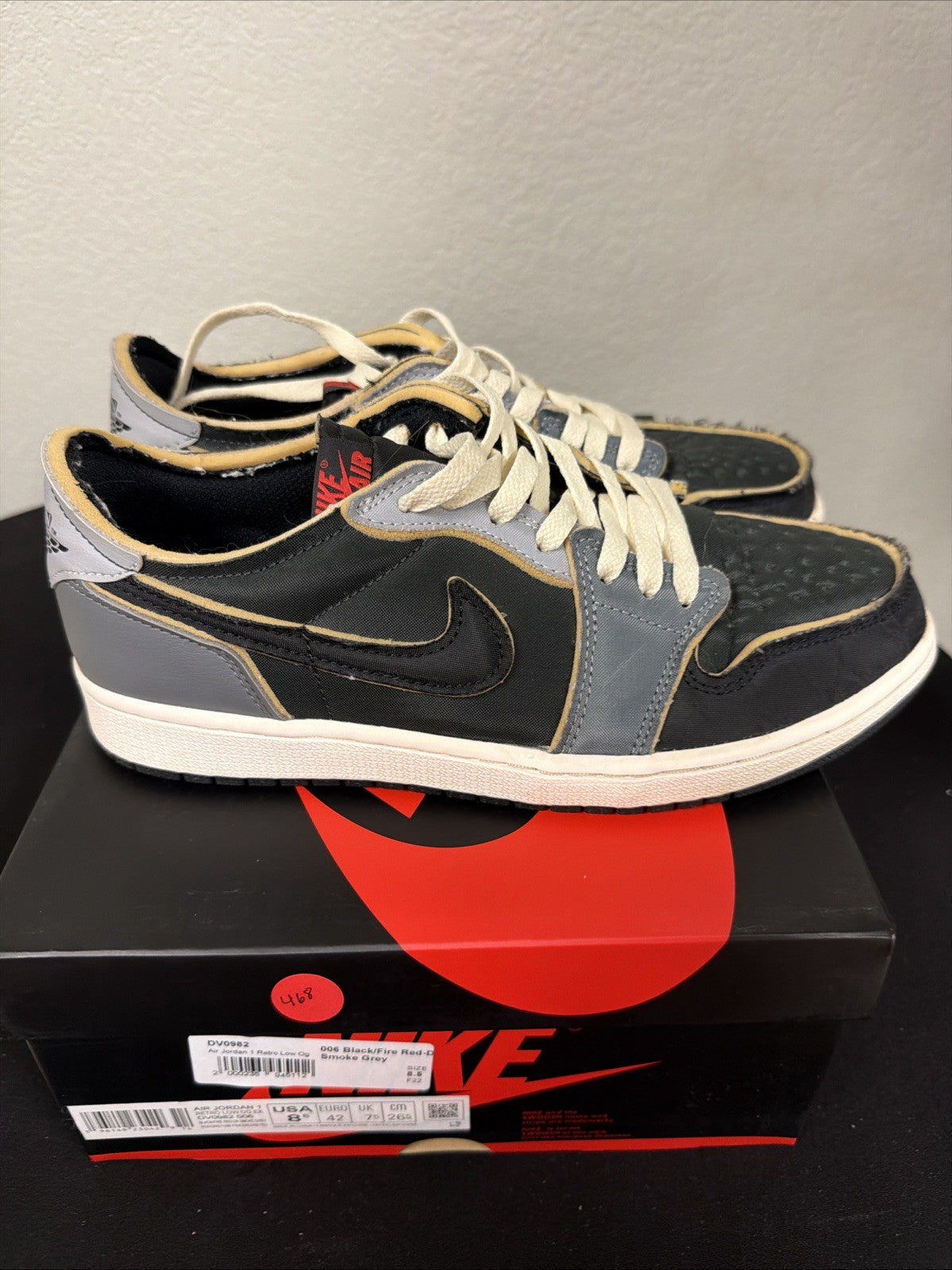 Men's Nike Air Jordan 1 Retro Low OG EX DV0982-006 Black Smoke Grey Sneaker - product image from the listing.