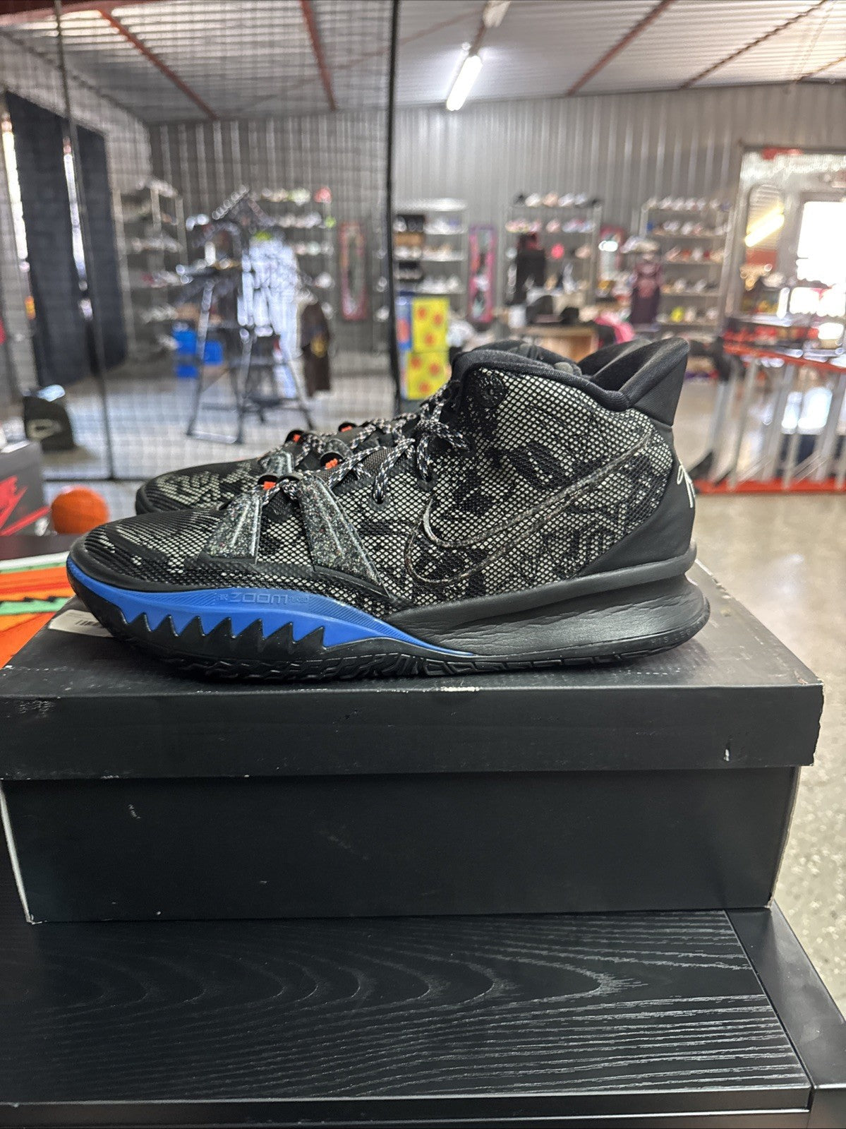 Nike Kyrie 7 Black Blue - Size 12 - product image from the listing.