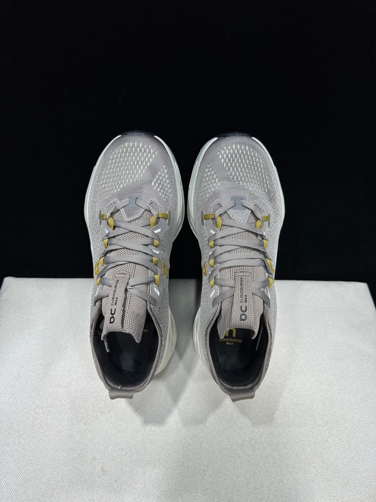 On Cloudsurfer Max Running Sneakers in Gray Beige - product image from the listing.