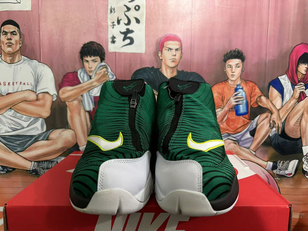 Nike Basketball Sneakers in Green Black Yellow - product image from the listing.