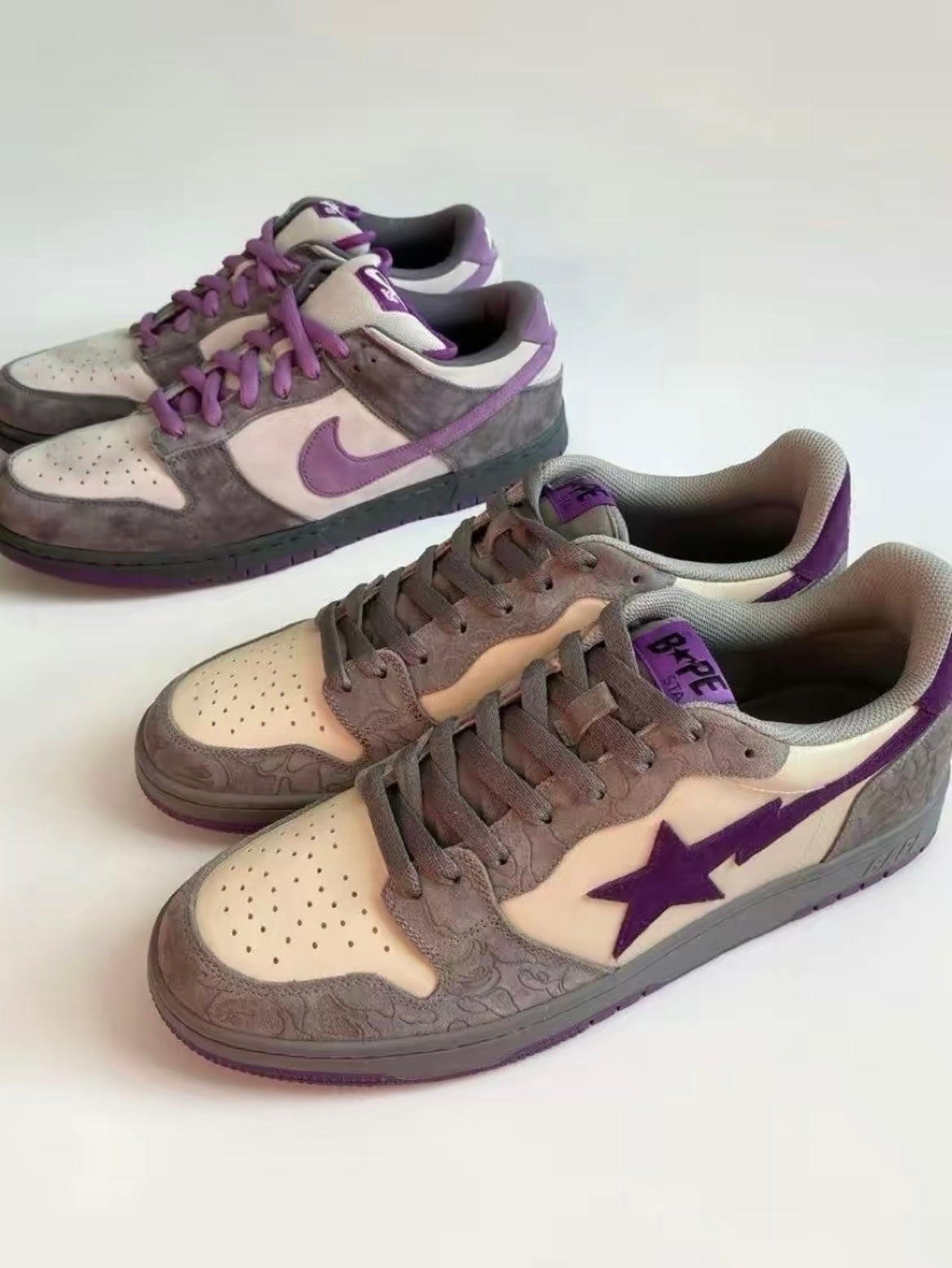 BAPE SK8 Sta Sneakers in White Purple - product image from the listing.