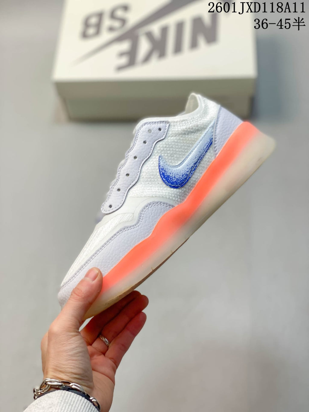 Nike SB PS8 Sneakers in White Blue Orange FV8493-20 - product image from the listing.