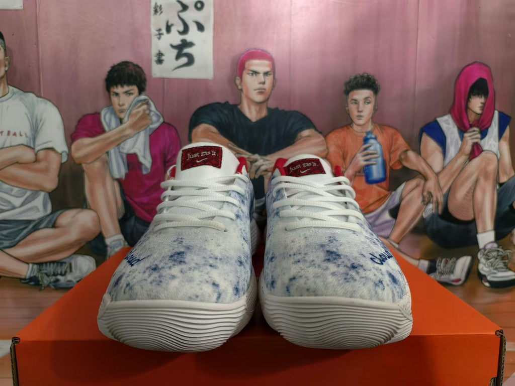 Nike Basketball Shoes in White, in Blue and Red - product image from the listing.