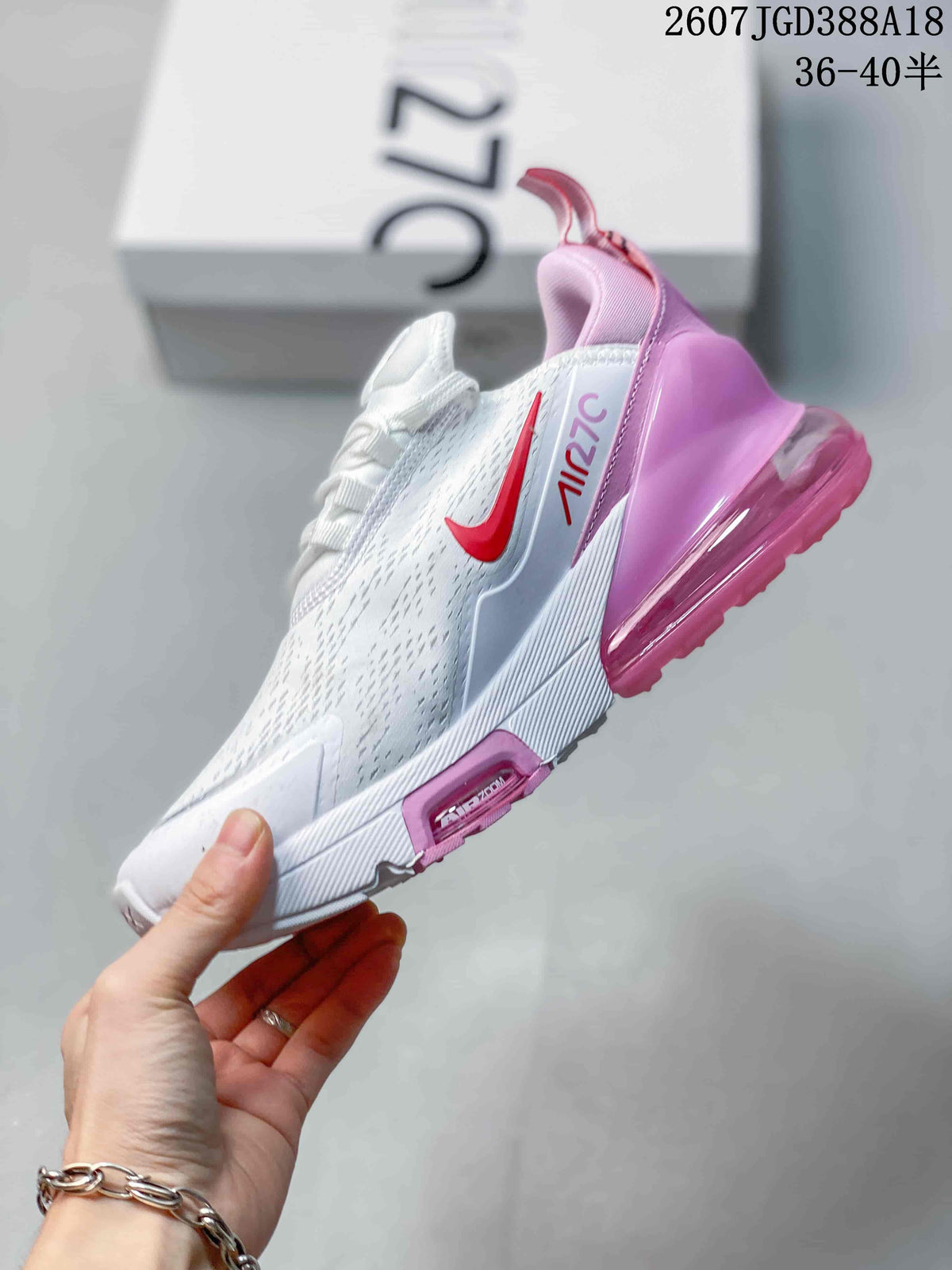 Nike Air Max 270 Premium Sneakers in White Pink 2607TGD388A18 - product image from the listing.