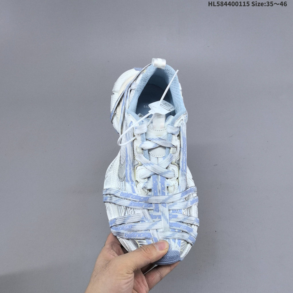 Balenciaga Phantom Trainers in White and Light Blue, Style 825597 - product image from the listing.