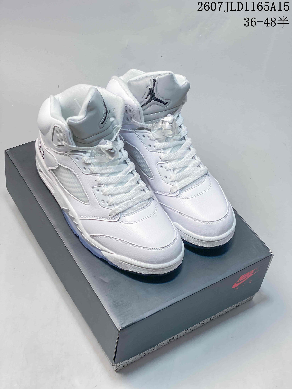 Air Jordan 5 Retro OG White Metallic High-Top Sneakers - product image from the listing.