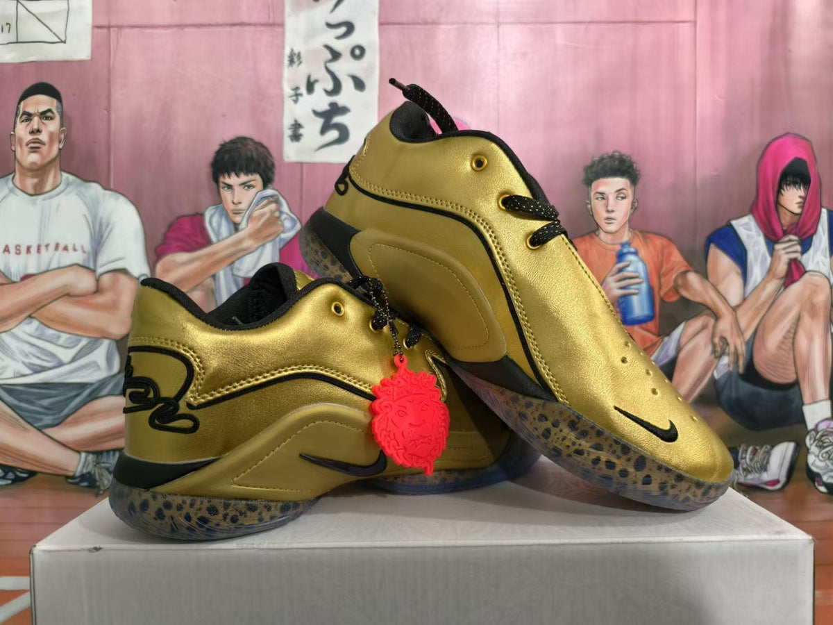 Metallic Gold and Black Nike Basketball Shoes - product image from the listing.