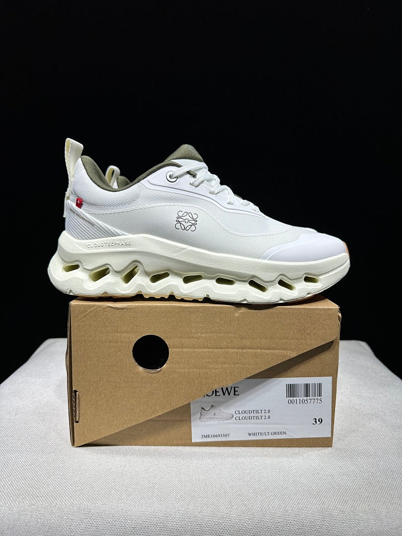 On x Loewe Cloudtilt 2.0 Sneakers, in White and Light Green - product image from the listing.