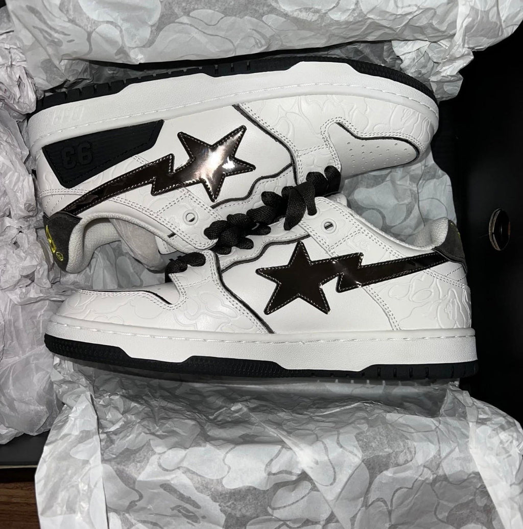 BAPE SK8 Sta Trainers White Black 1H80-291-020 - product image from the listing.