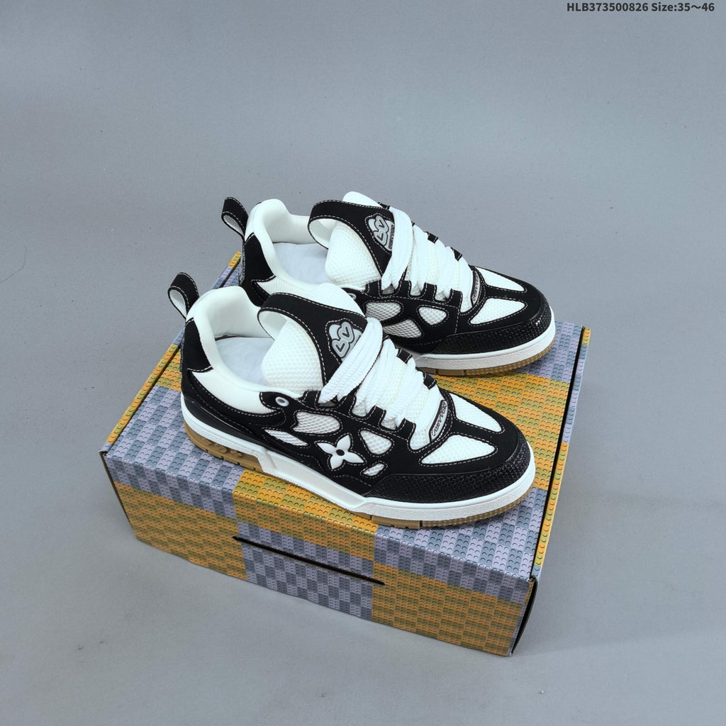 Burgundy and White Louis Vuitton Trainer-Style Sneakers - product image from the listing.