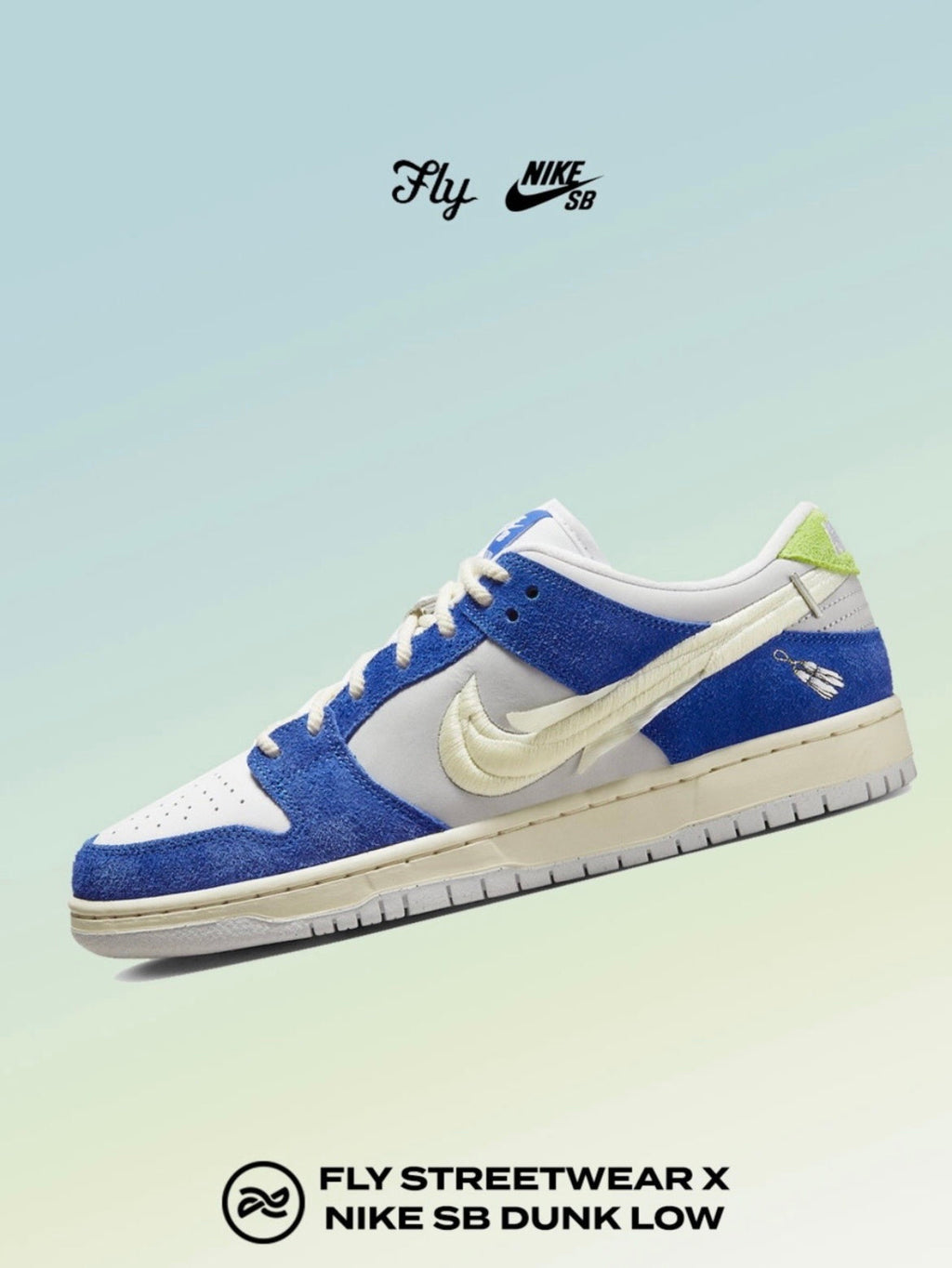Nike SB Dunk Low Fly Streetwear Gardenia in Blue DQ5130-400 - product image from the listing.