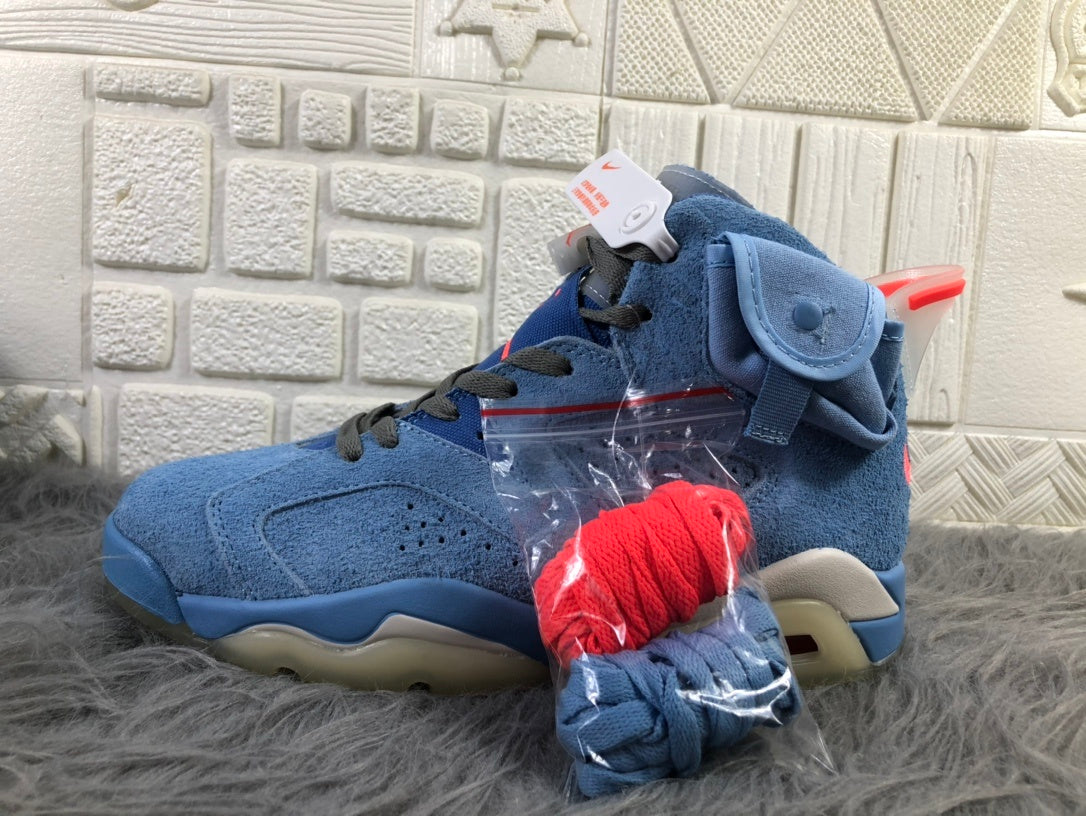 Jordan AJ6 Travis Sky High-Top Sneakers in Blue - product image from the listing.