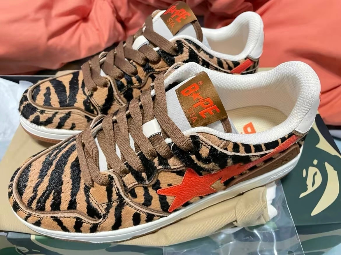 BAPE SK8 STA Tiger-Stripe Low-Cut Sneakers - product image from the listing.