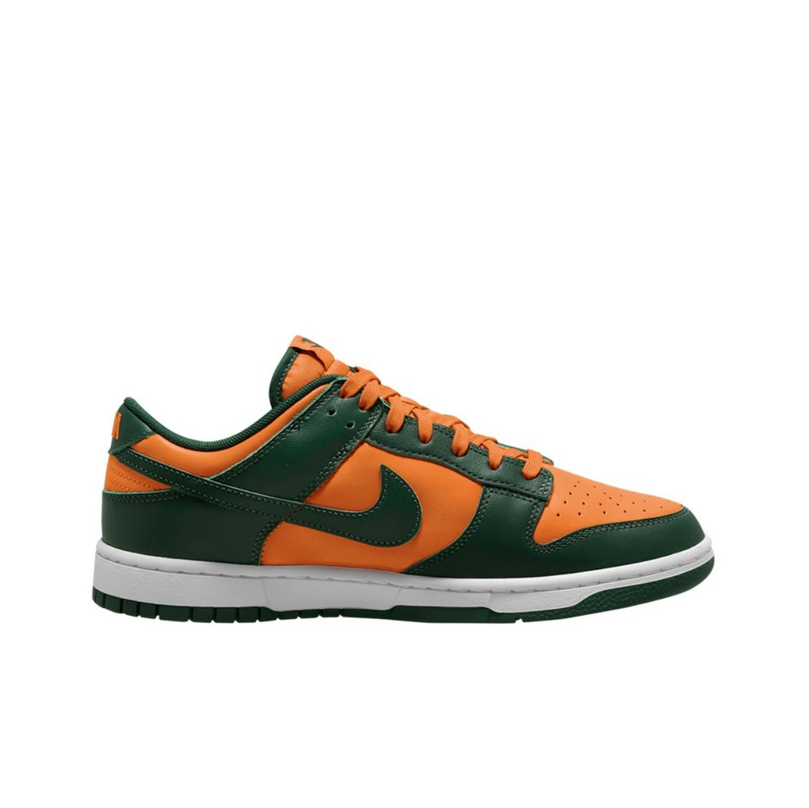 Nike Dunk Low Miami Hurricanes in Green and Orange DD1391-300 - product image from the listing.