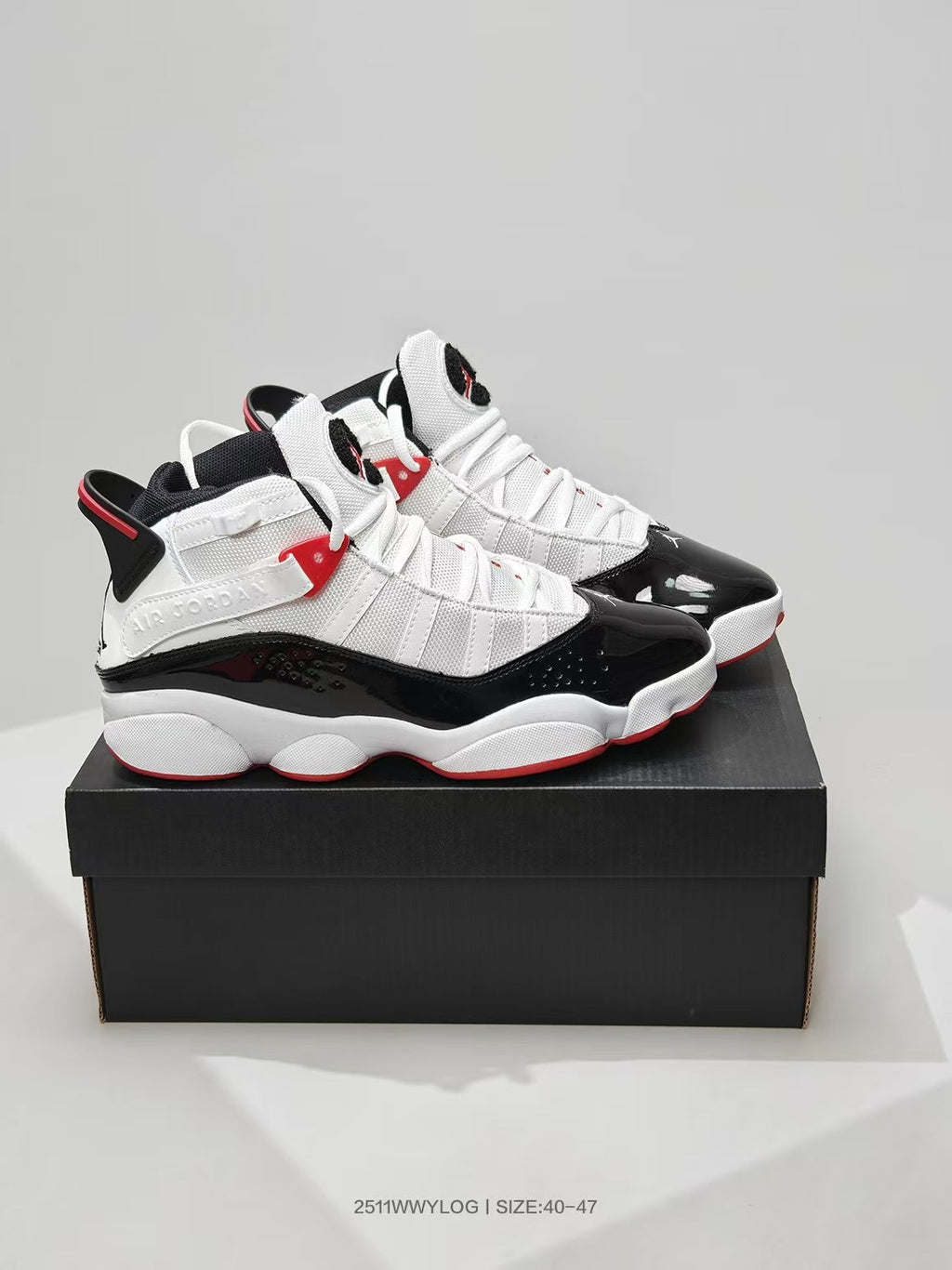 Air Jordan 6 White Black Red Sneakers - product image from the listing.