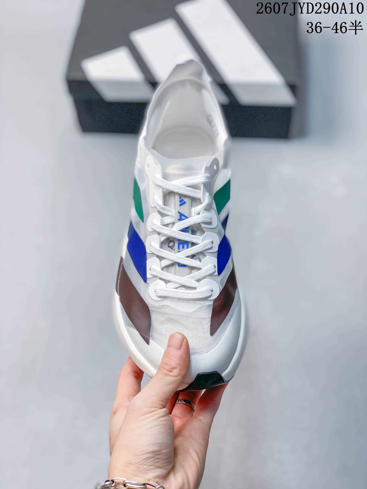 Adidas Adizero Adios Pro Evo2 Running Shoes in White Multicolor - product image from the listing.