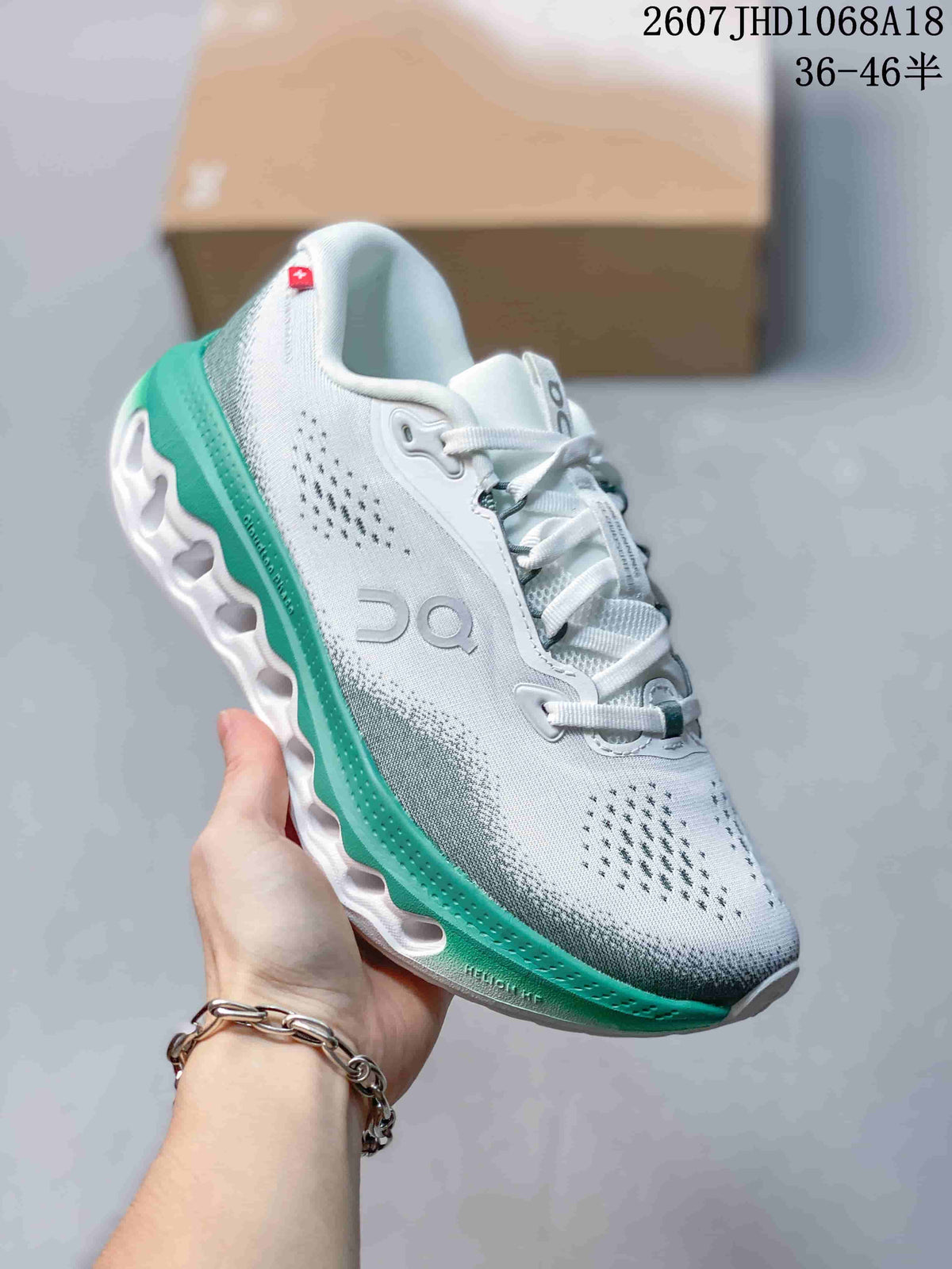 On Cloudsurfer 3 Running Sneakers in White Green 2607JHD1068A18 - product image from the listing.