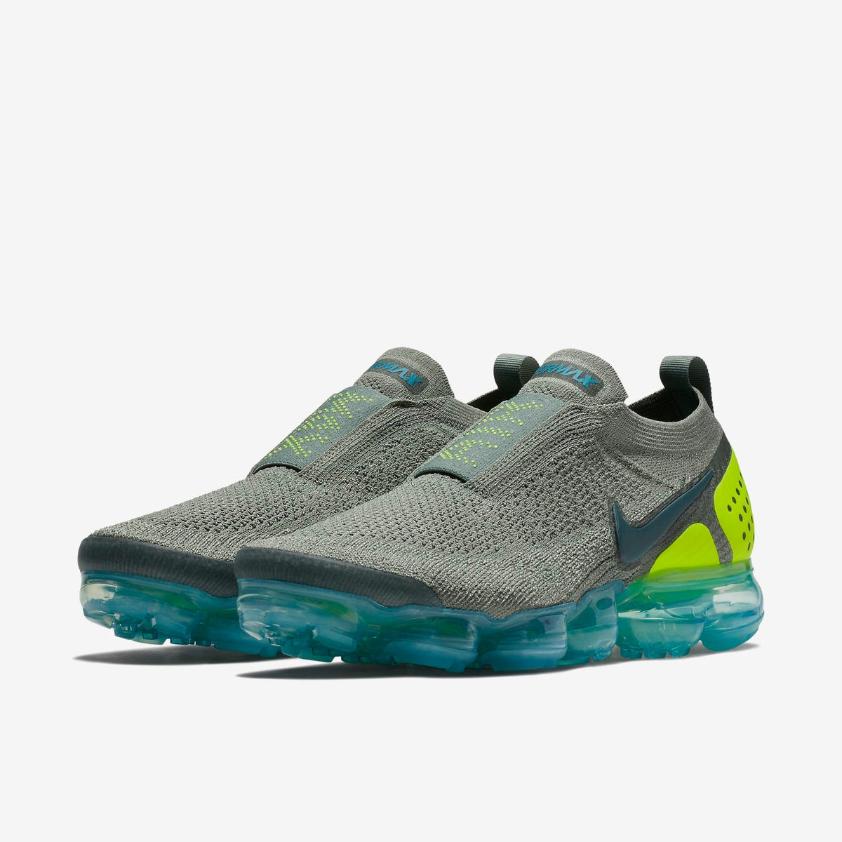 Nike Air VaporMax Flyknit MOC 2 Sneakers in Grey Volt - product image from the listing.