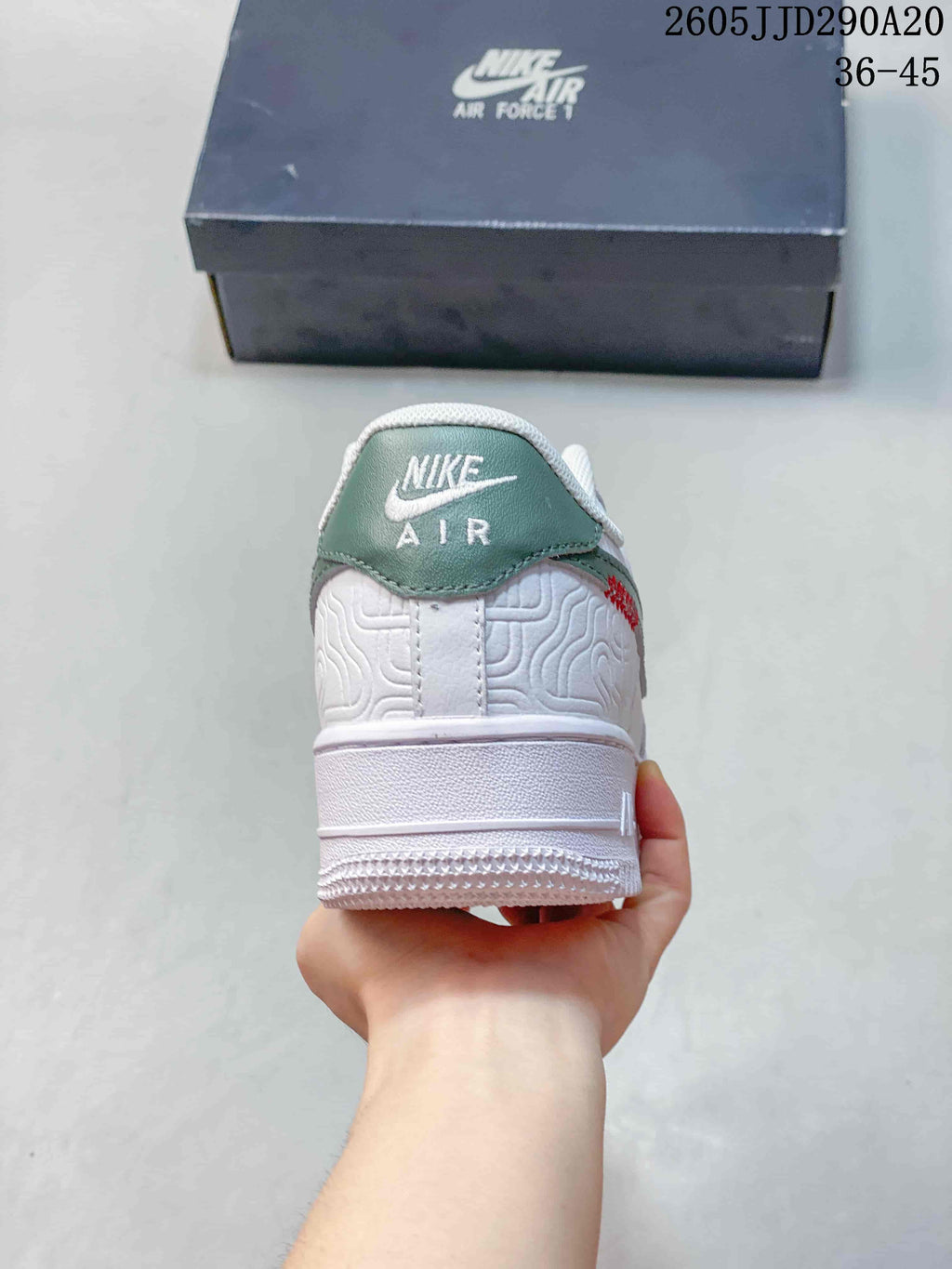 Women's Nike Air Force 1 Shadow White Green Sneakers - product image from the listing.