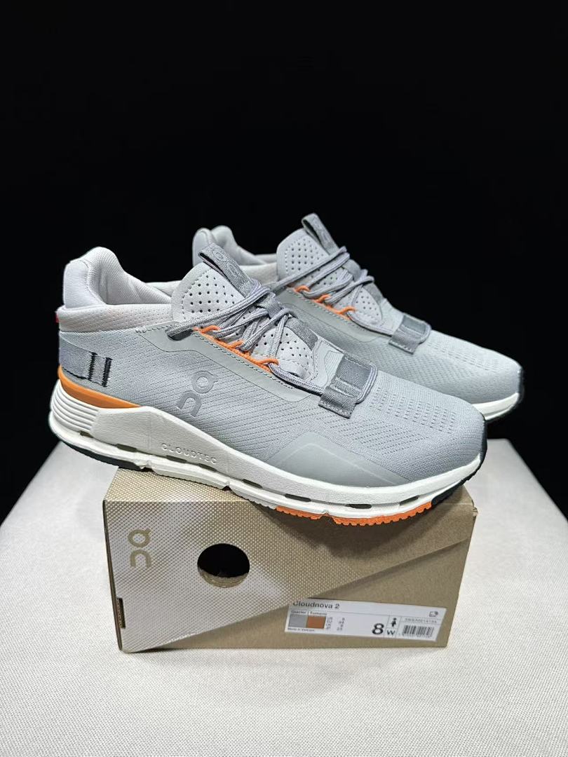 On Cloudnova 2 Sneakers in Gray and Orange - product image from the listing.