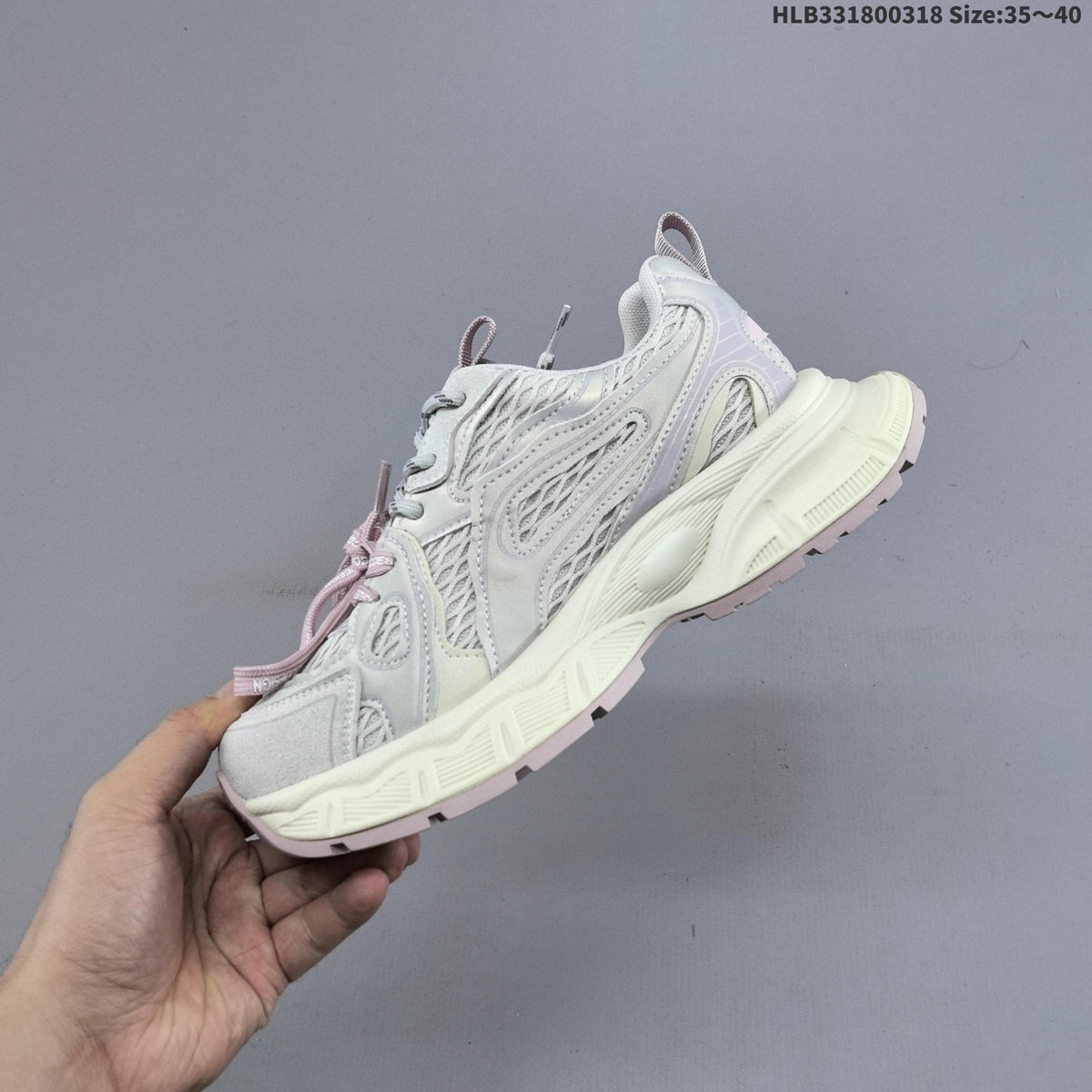 Gray and Pink GG-CC Chunky Platform Sneakers - product image from the listing.
