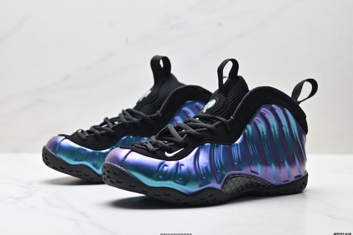 Nike Air Foamposite One Penny Hardaway Sneakers in Black Blue Purple - product image from the listing.