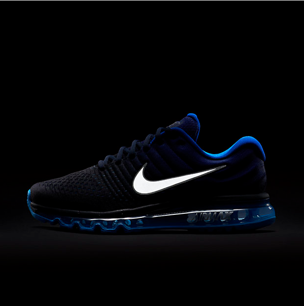 Nike Air Max 2017 Running Shoes in Blue 849559-400 - product image from the listing.