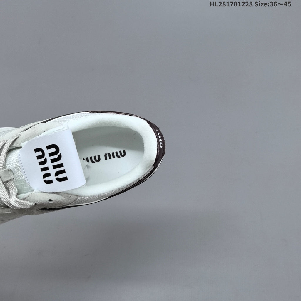 Women's Miu Miu White and Gray Lace-Up Sneakers - product image from the listing.