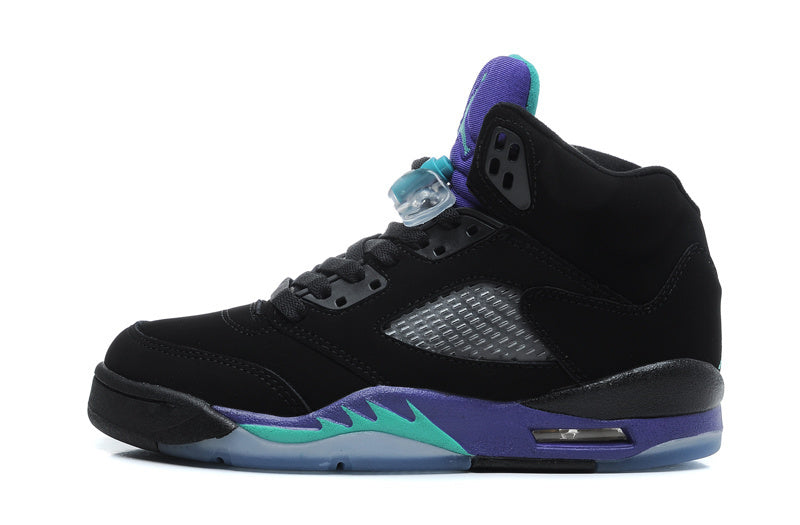 Air Jordan 5 Black Purple High-Top Sneakers 440892-007 - product image from the listing.