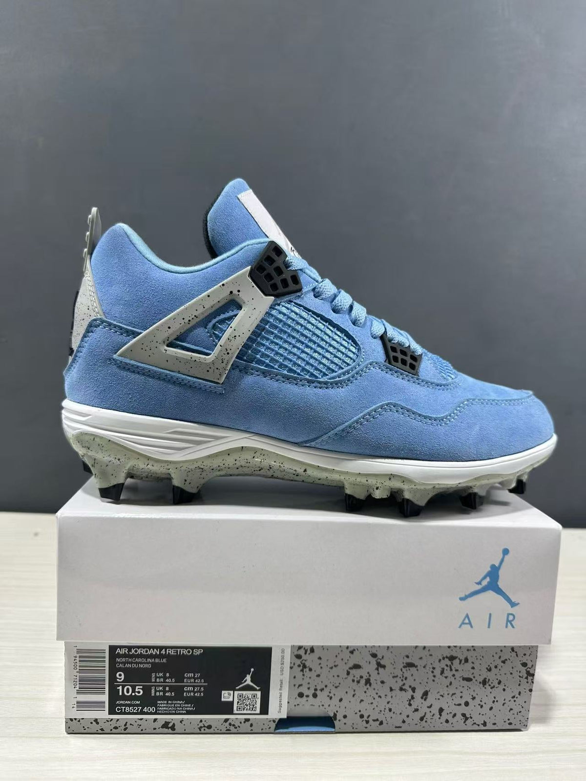 Air Jordan 4 University Blue Cleats CT8572-400 - product image from the listing.