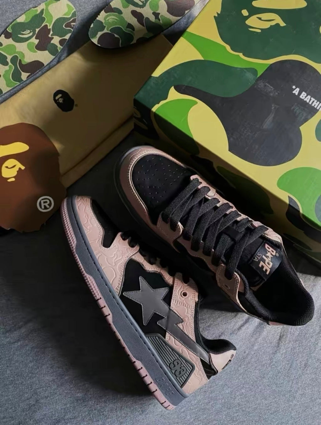 BAPE SK8 Sta Trainers Black and Pink 1H80-191-016 - product image from the listing.