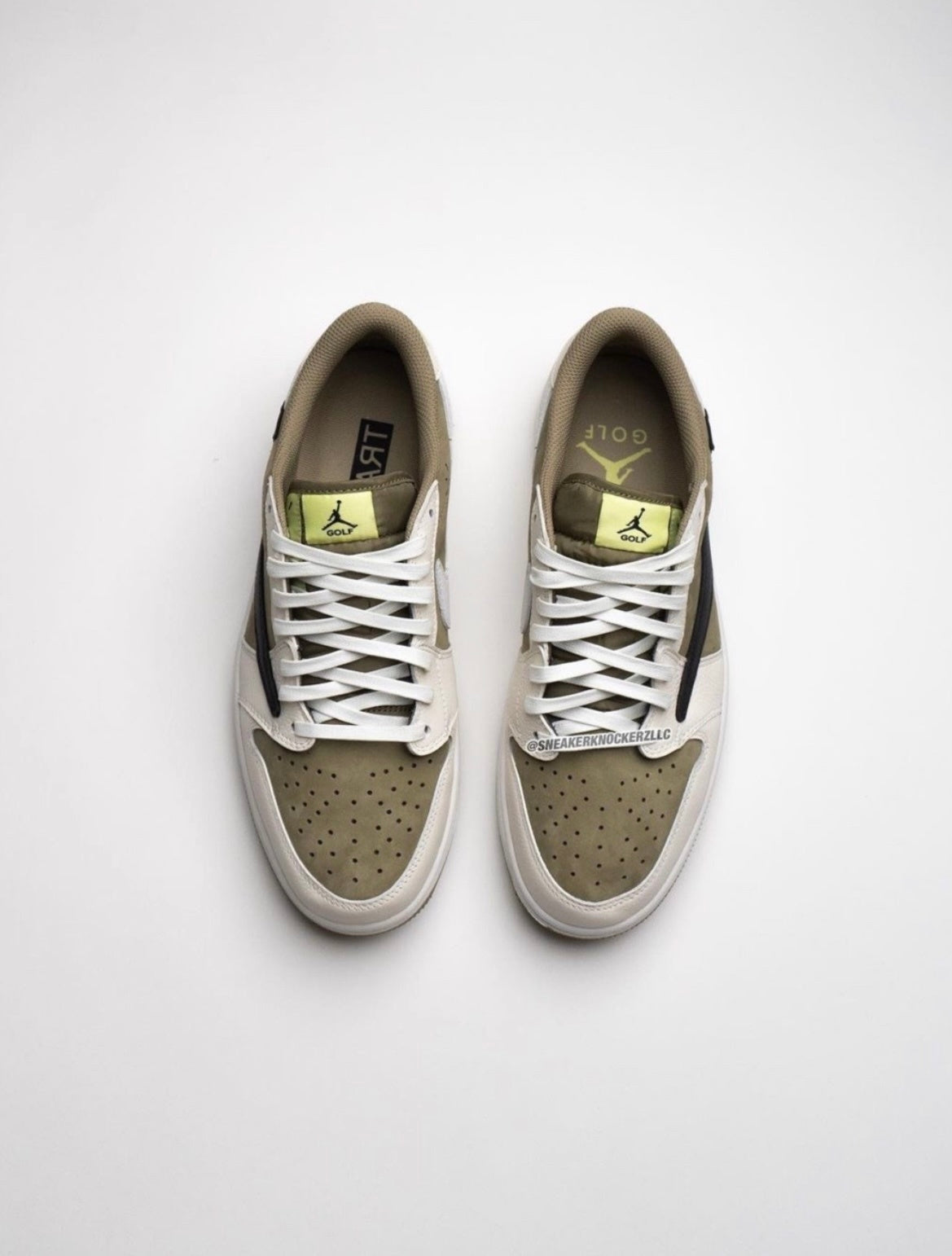 Jordan 1 Low Golf Travis Scott FZ3124-200 in Olive - product image from the listing.