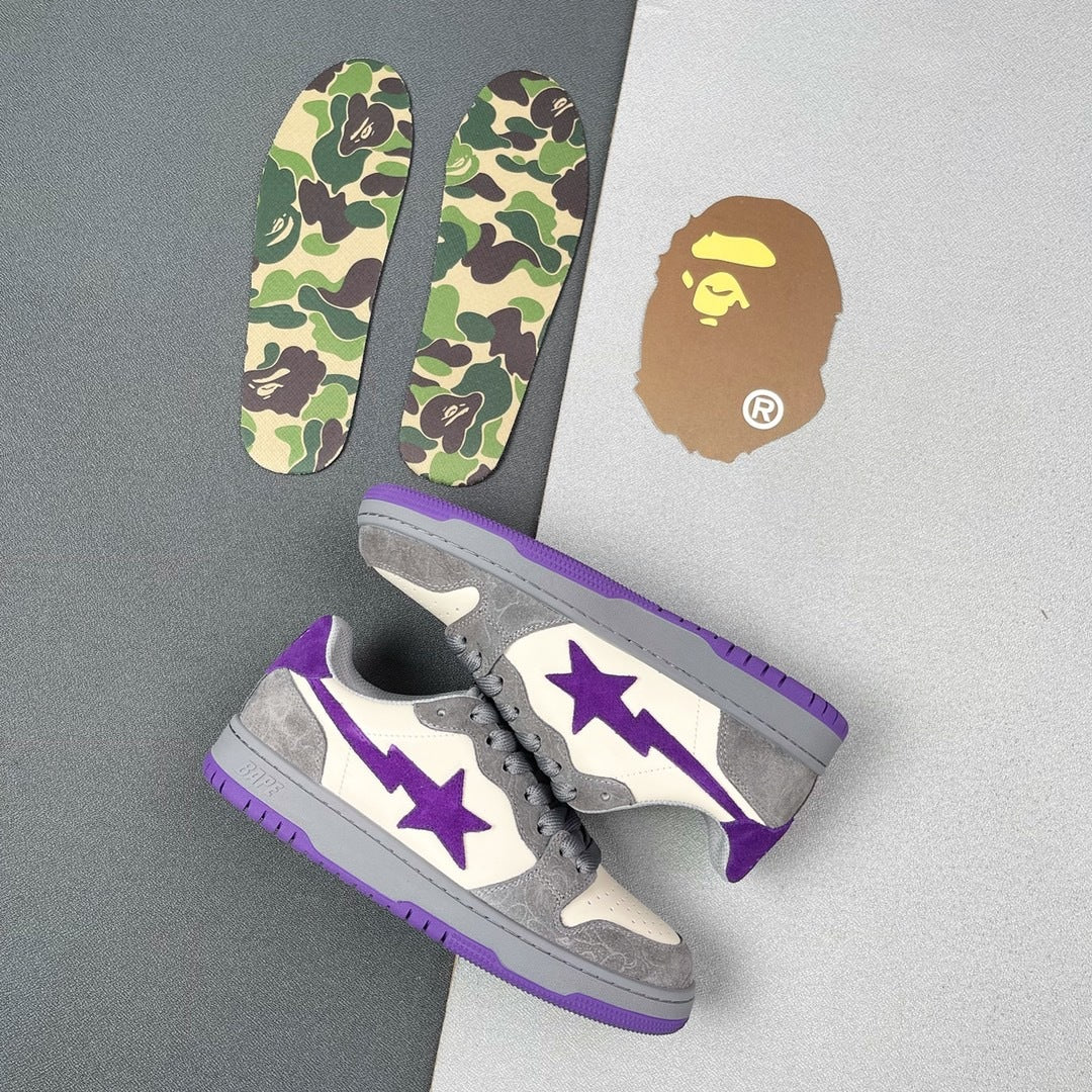 BAPE SK8 Sta Sneakers in White Purple - product image from the listing.