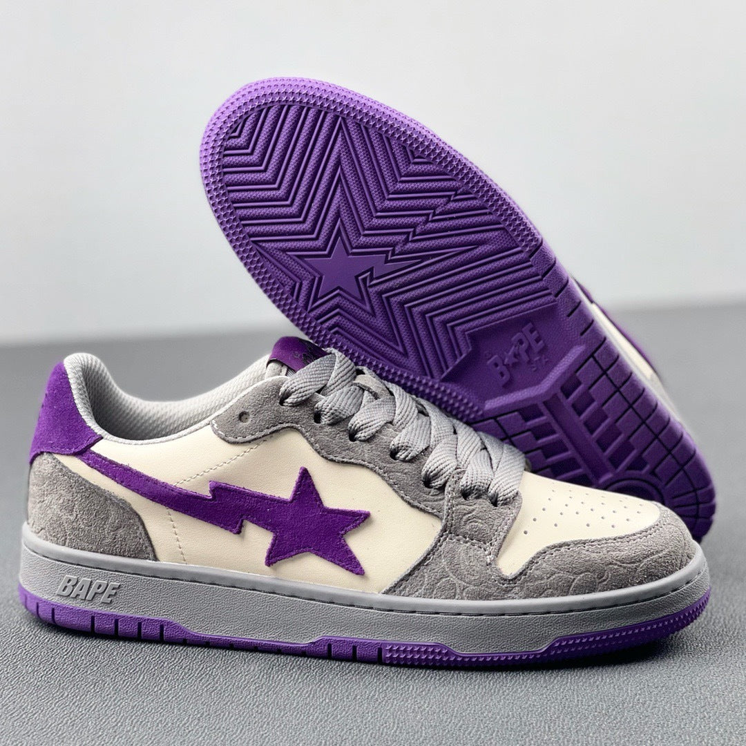 BAPE SK8 Sta Sneakers in White Purple - product image from the listing.