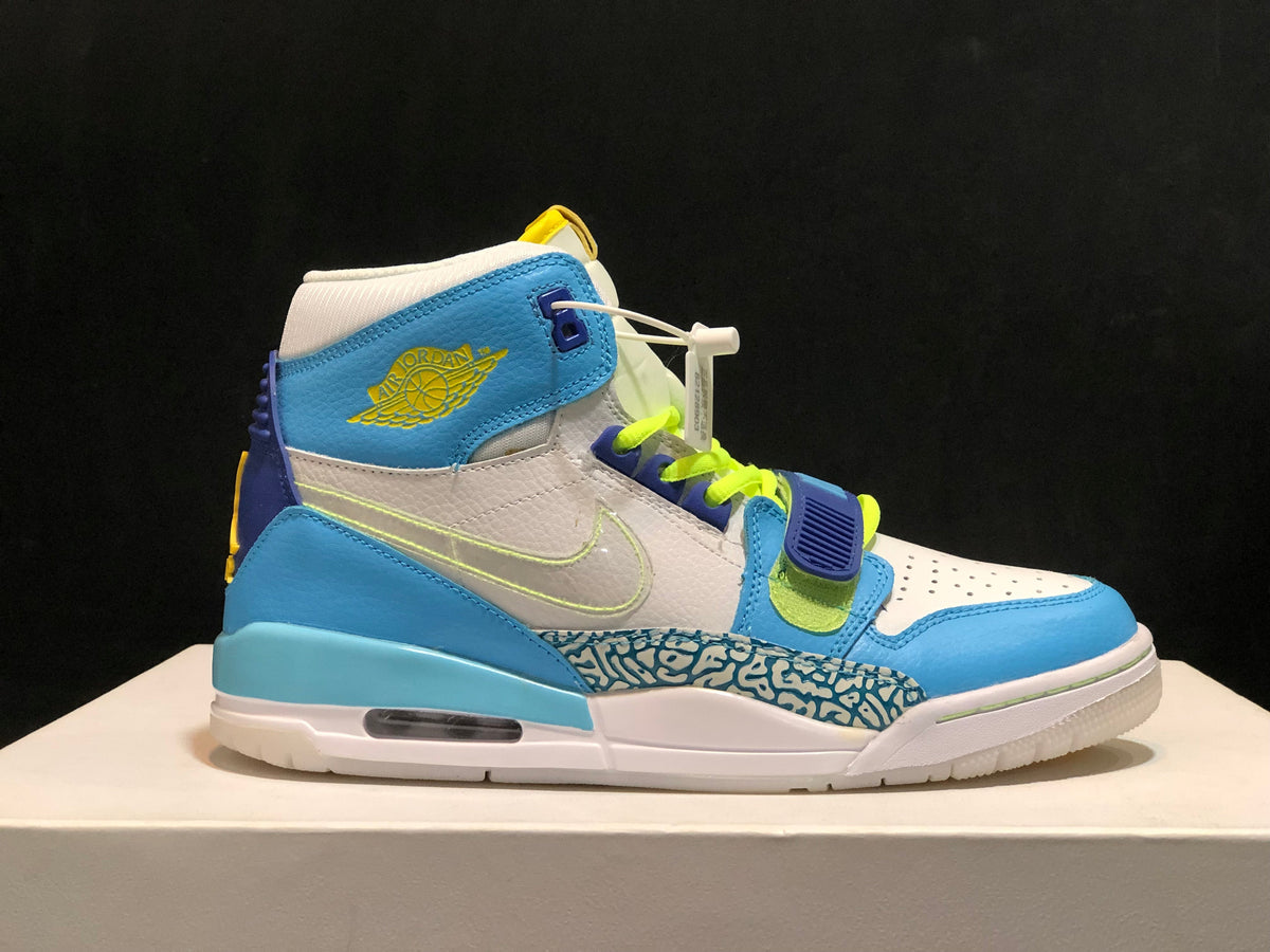 Air Jordan Legacy 312 Fly High-Top Sneakers, in White and Blue - product image from the listing.